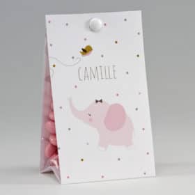 Boite à dragées éléphant rose