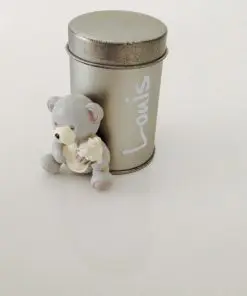 Ours aimanté sur boite métallique cylindrique