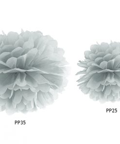 pompon en papier gris argenté