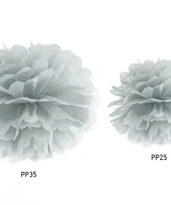 pompon en papier gris argenté