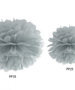 Pompon en papier de soie gris