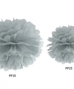 Pompon en papier de soie gris