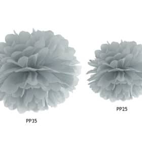 Pompon en papier de soie gris