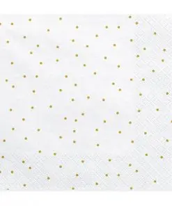 serviette papier blanc à pois dorés