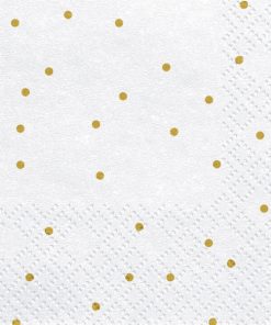 Alternative view of Serviettes en  papier blanc à pois dorés