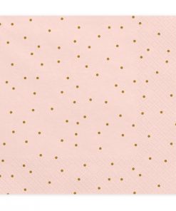 serviette papier rose à pois dorés