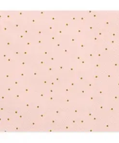 serviette papier rose à pois dorés
