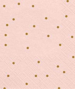 serviette papier rose à pois doré