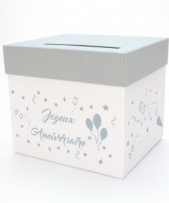 urne joyeux anniversaire blanc