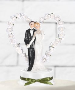 Figurine mariés coeur blanc