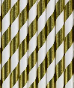 Paille rayées blanc et or