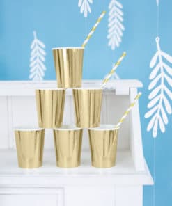 Paille rayées blanc et or