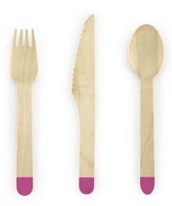 couverts en bois fuchsia