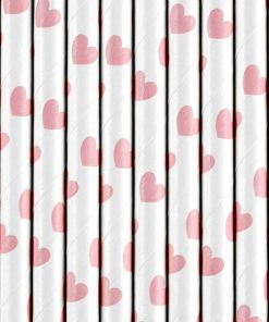 Alternative view of Pailles - Coeurs roses - Lot de 10