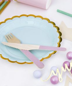 assiette vert d'eau et or