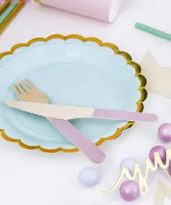 assiette vert d'eau et or