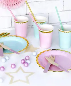 Alternative view of Assiette Vert d'eau/Or - Lot de 6