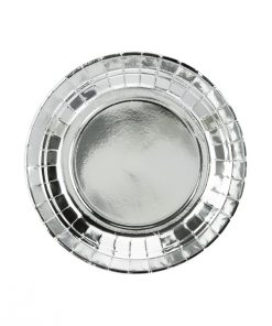 assiette métallisé argent
