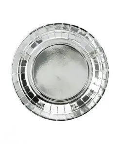 assiette métallisé argent