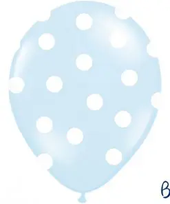 ballon bleu ciel-pois blancs