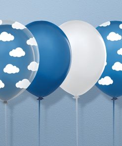 Alternative view of Ballons bleu-Nuage blanc-Lot de 6