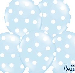 Alternative view of Ballons-Bleu ciel-Pois blancs-Lot de 6