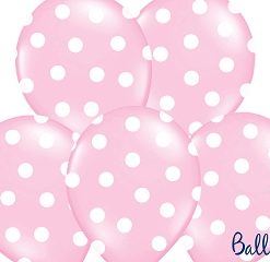 Alternative view of Ballons-Rose-Pois blancs-Lot de 6