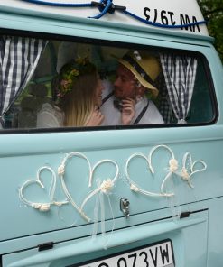 deco voiture coeur ecru et perle
