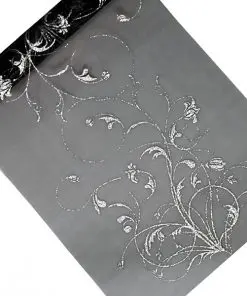 chemin de table organza noir argenté