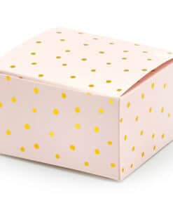 Boite a dragees rose poudre a pois or