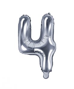 ballon chiffre 4 argent