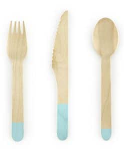 couverts en bois vert d'eau