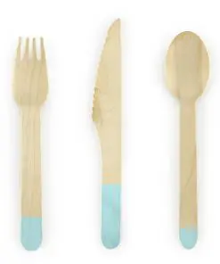 couverts en bois vert d'eau