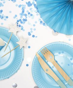 couvert jetable bleu ciel