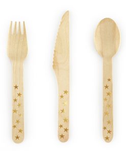 couverts en bois etoile or