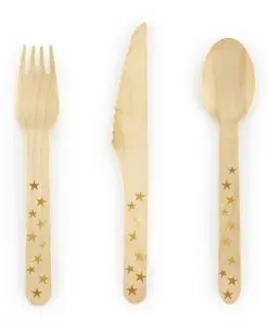 couverts en bois etoile or