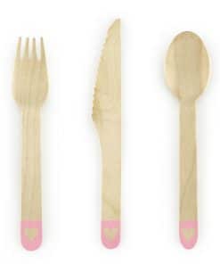 couverts en bois rose et coeur