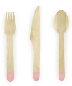 couverts en bois rose et coeur