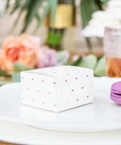 contenant à dragées petits coeurs rose gold-lot de 10