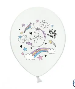 ballons blancs imprimés licorne
