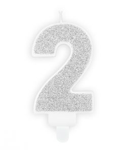 bougie d'anniversaire 2 argent