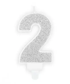 bougie d'anniversaire 2 argent