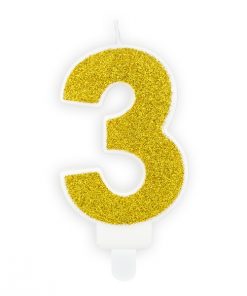 bougie d'anniversaire 3 or