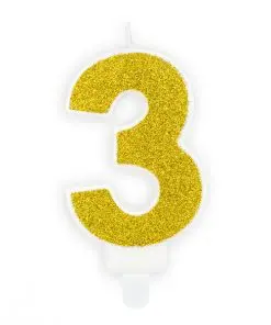 bougie d'anniversaire 3 or