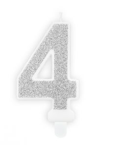 bougie d'anniversaire 4 argent