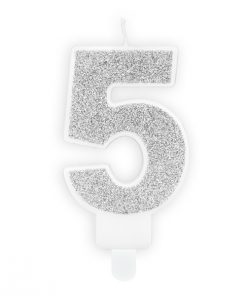 bougie d'anniversaire 5 argent