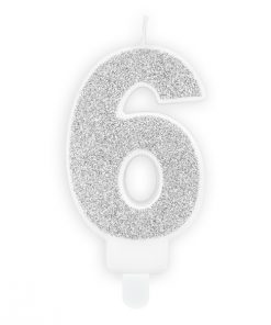 bougie d'anniversaire 6 argent