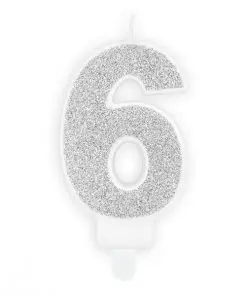 bougie d'anniversaire 6 argent