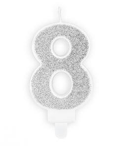 bougie d'anniversaire 8 argent