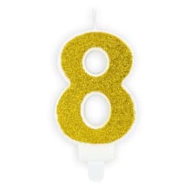 bougie d'anniversaire 8 or